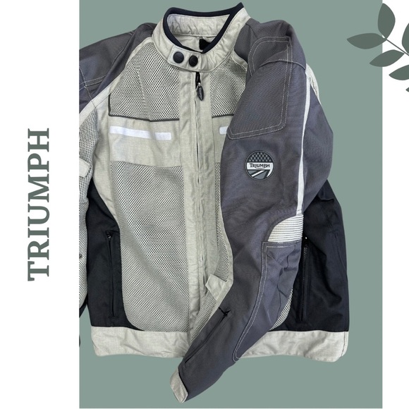Triumph Gray and Black Men's Motorcyle Jacket CE Protectors size Large - Picture 8 of 16